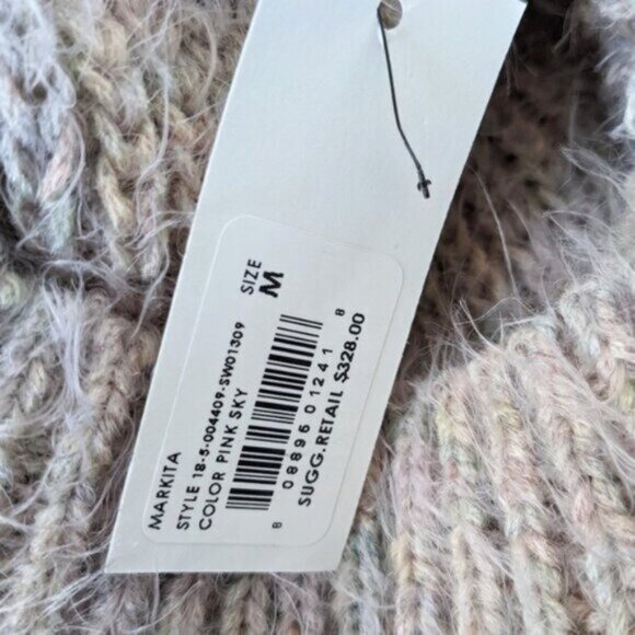 Joie Markita Fuzzy Sweater M Pink Sky NEW Funnel Neck Balloon Sleeve Alpaca - Picture 6 of 7